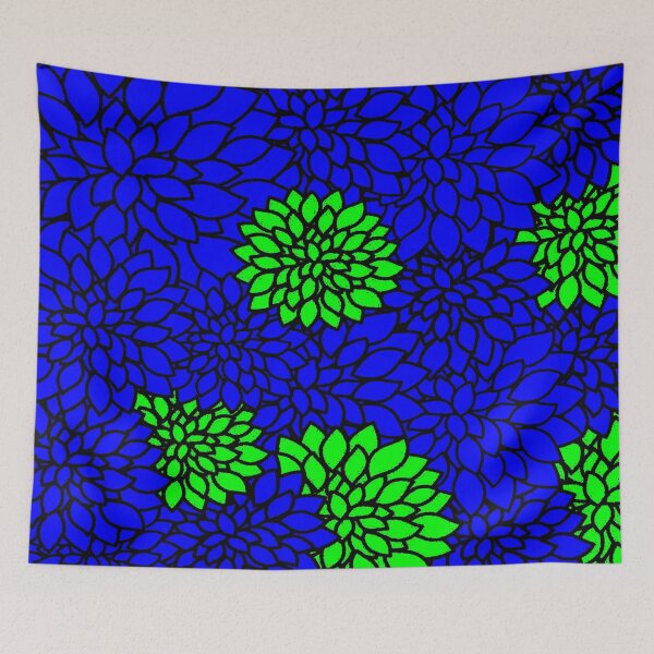 Item preview, Just Dahlias in Blue and Green designed and sold by AlteredAtelier.