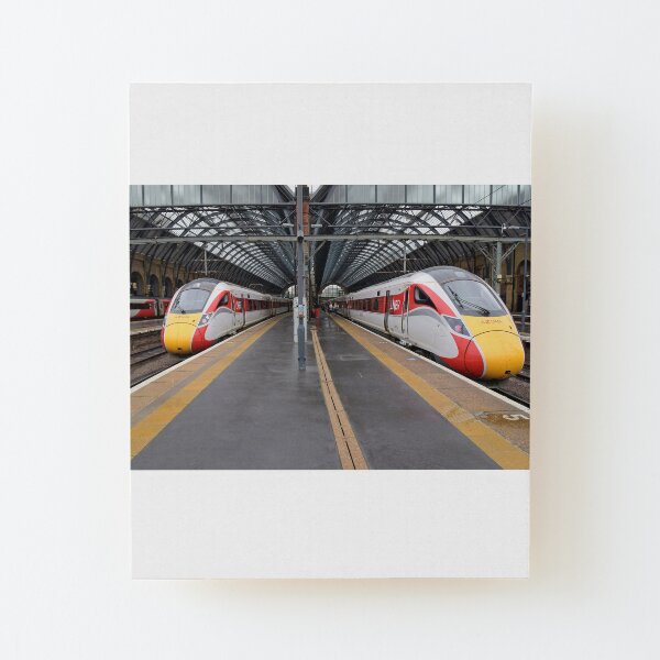 LNER Azuma trains at Kings Cross Wood Mounted Print