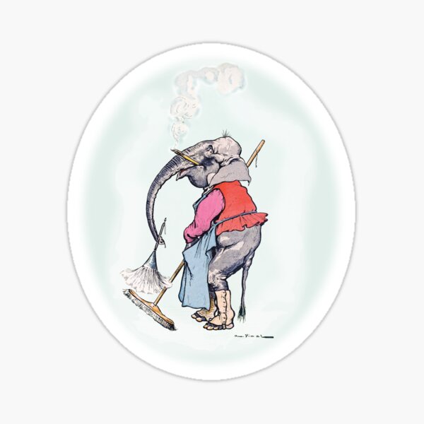 Item preview, Elephant Housekeeper, tidying up by Auguste Vimar 1895 designed and sold by ebrawne.
