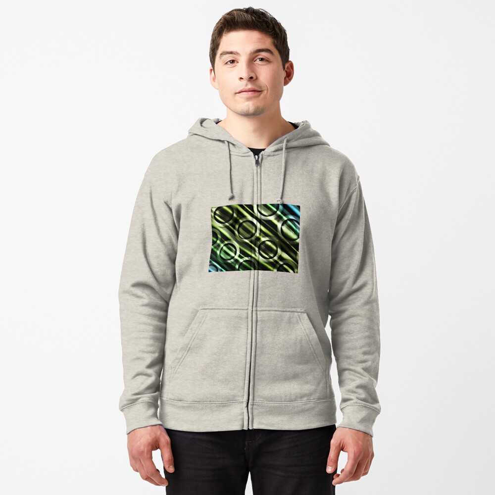 Green Yellow Blue Circles Design Zipped Hoodie