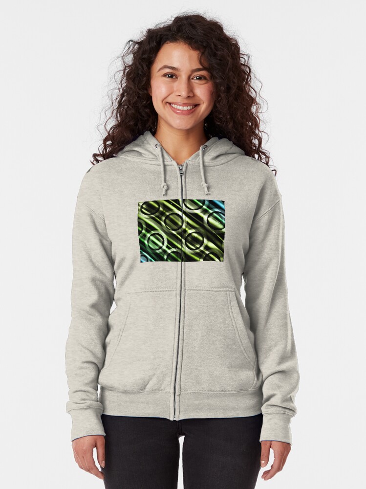 Alternate view of Green Yellow Blue Circles Design Zipped Hoodie
