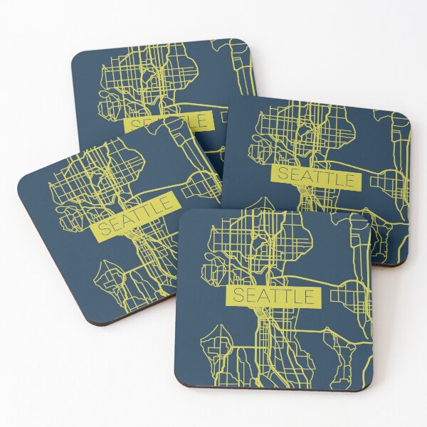 Item preview, Seattle Street Map Yellow and Blue designed and sold by HelloGentry.