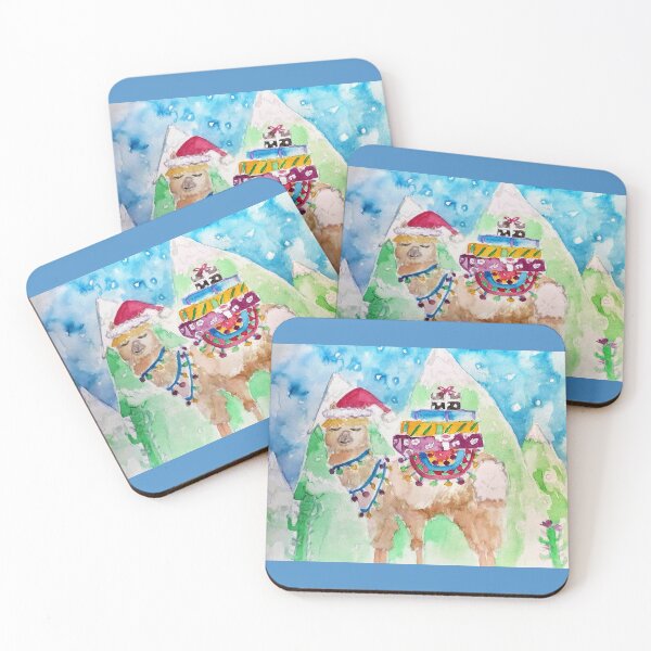 Item preview, Cute Santa LLama Christmas Watercolor  designed and sold by Sarah  Rajkotwala.