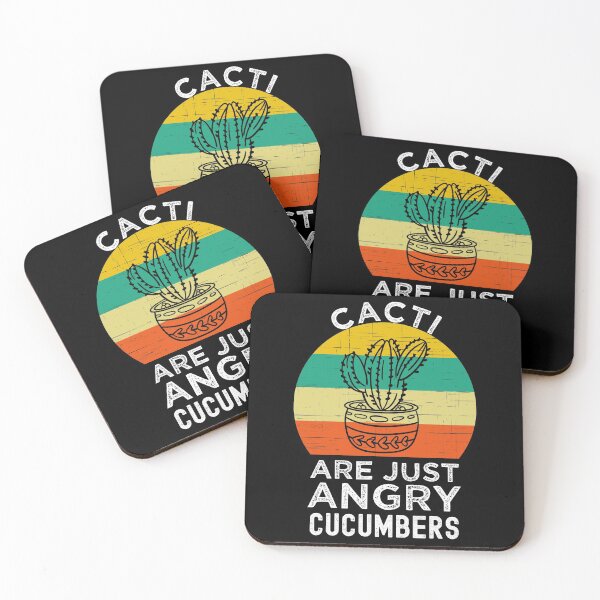 Item preview, Cactus Angry Cucumber Retro Sunset Funny designed and sold by azmndesigns.