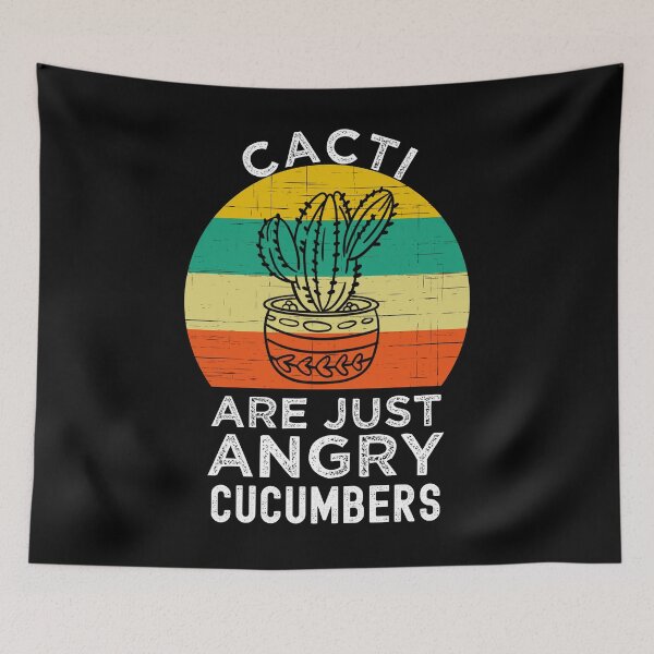 Item preview, Cactus Angry Cucumber Retro Sunset Funny designed and sold by azmndesigns.