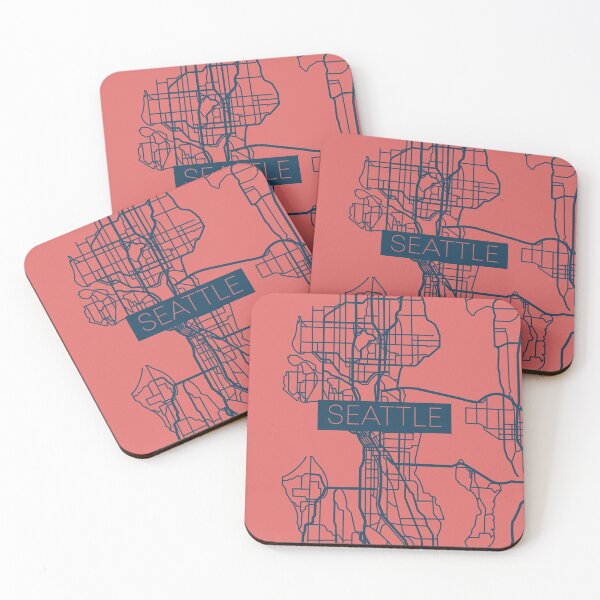 Item preview, Seattle Street Map Blue and Pink designed and sold by HelloGentry.