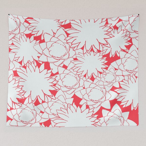 Item preview, Abstract Flowers in White on Red designed and sold by AlteredAtelier.