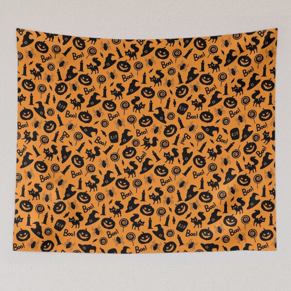 Item preview, Halloween pattern with black halloween elements. designed and sold by Xaphana.