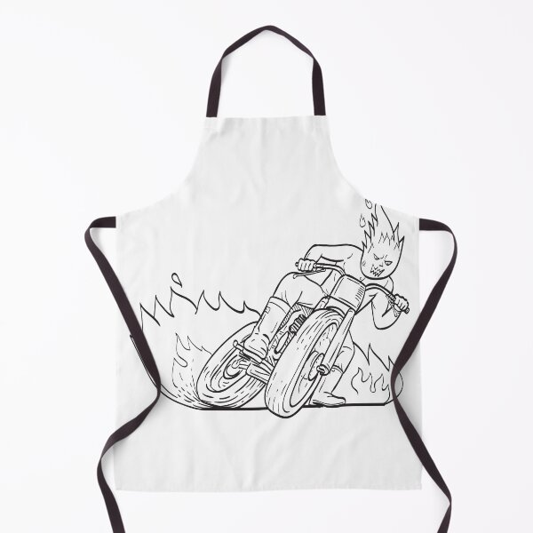 Item preview, Motorcycle Driver with Fireball Head Driving Motorbike Flat Track Racing  Line Art Drawing Black and White designed and sold by patrimonio.