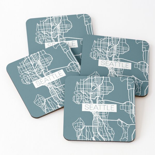 Item preview, Seattle Street Map White and Blue designed and sold by HelloGentry.