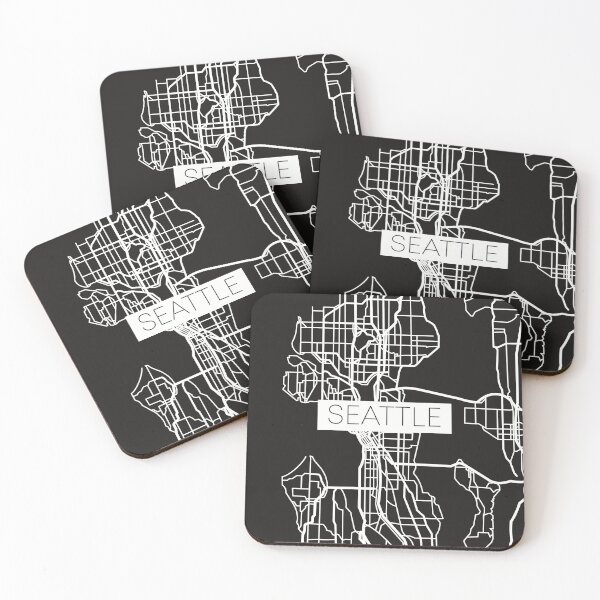 Item preview, Seattle Street Map White and Black designed and sold by HelloGentry.
