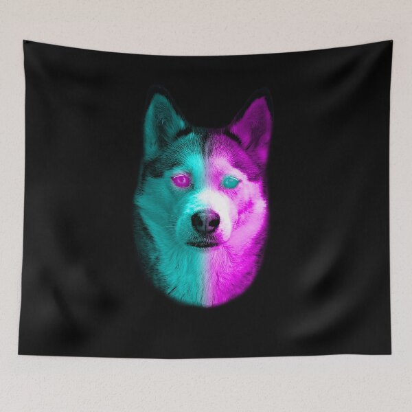 Item preview, Neon Husky With Neon Colored Eyes And Dyed Fur I Love Dogs designed and sold by Paulina Vanlife.