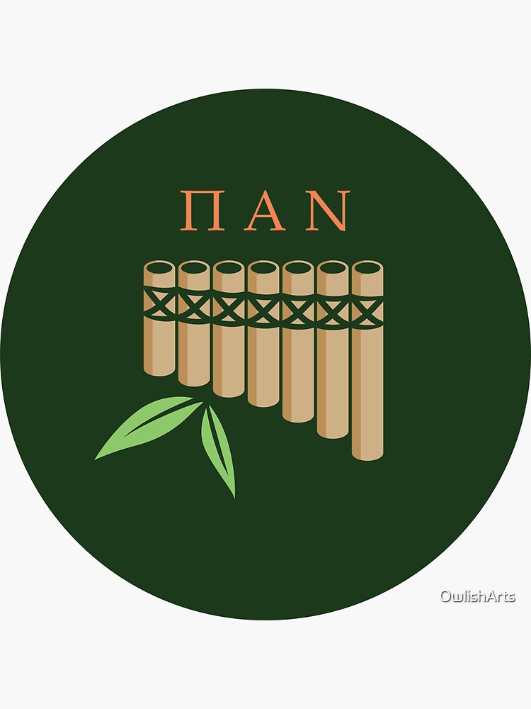 Thumbnail 3 of 3, Sticker, Pan Pipes Greek God Design designed and sold by OwlishArts.