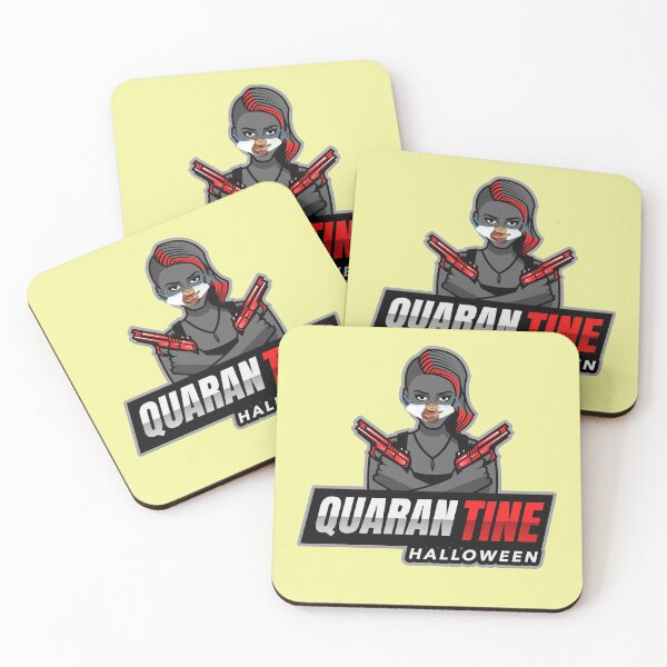 Item preview, Quarantine Halloween (masked lady with 2 guns) designed and sold by HamiltonmagicTs.