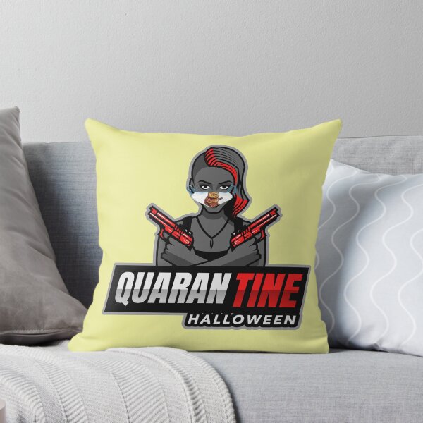 Item preview, Quarantine Halloween (masked lady with 2 guns) designed and sold by HamiltonmagicTs.