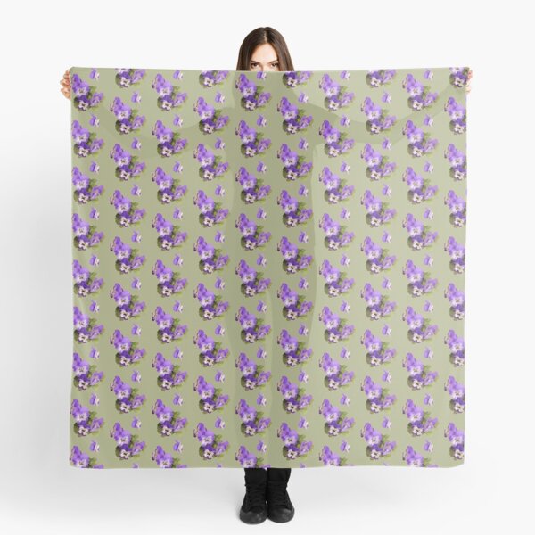 Purple pansies on green - just for fun Scarf
