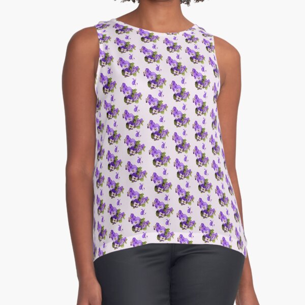 Purple pansies on pink - just for fun Sleeveless Top