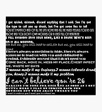 Catfish&the bottlemen lyrics Photographic Print