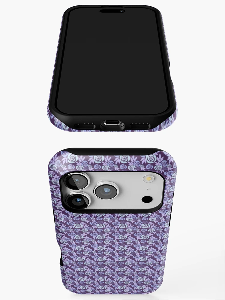 Thumbnail 3 of 4, iPhone Case, Violet Roses Bouquets Pattern designed and sold by everything4eva.