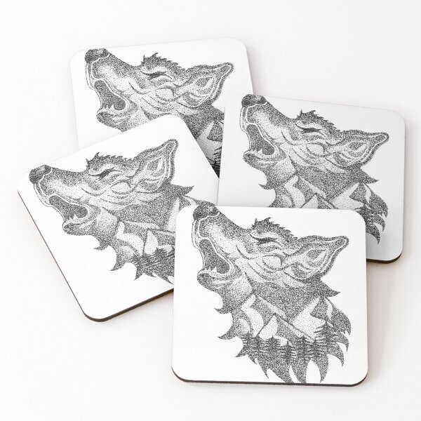 Item preview, The crying wolf, mountains and wilderness - black ink in stipple technique designed and sold by schtroumpf2510.