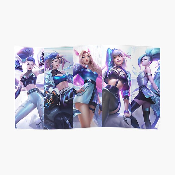 KDA Pops Stars ALL OUT Collage - League of Legends - 12K Res Póster