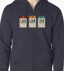 Vintage Travel Tags Zipped Hoodie
