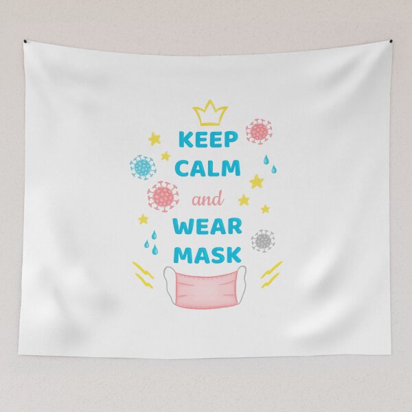 Item preview, Keep calm and wear mask Coronavirus medical mask COVID on a white background merchandise print	 designed and sold by IriSev.