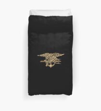 U.S. Navy SEALs Trident over Black Velvet Duvet Cover