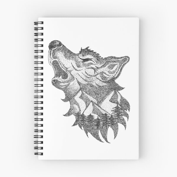 Item preview, The crying wolf, mountains and wilderness - black ink in stipple technique designed and sold by schtroumpf2510.