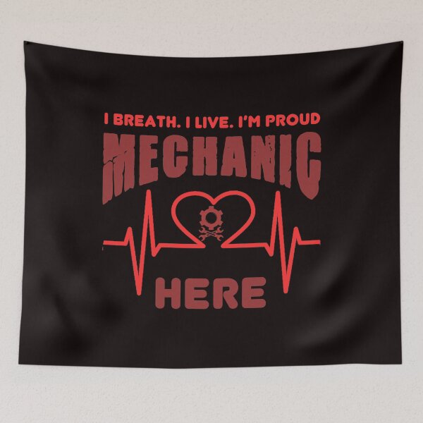 Item preview, I Breath. I Live. I'm Proud Mechanic Here-Cool Heartbeat And Mechanic Tools designed and sold by leo121687.