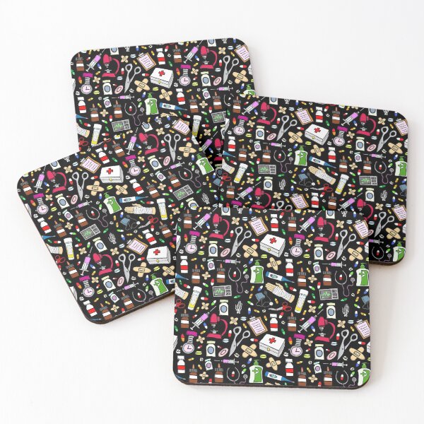 Item preview, Nurse Pattern on Black Background designed and sold by complicolor.