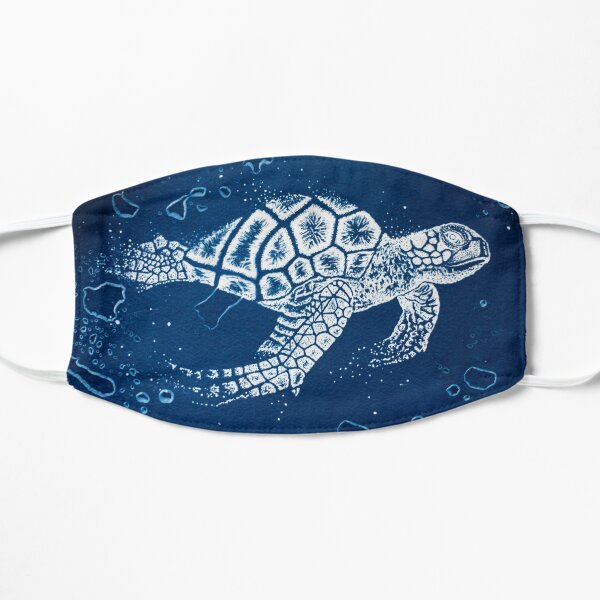 cyanotype sea turtle Mask