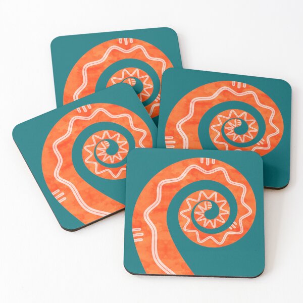 Item preview, Curly Snake Tail (water paint orange on teal) designed and sold by PaisleyMcNoodle.
