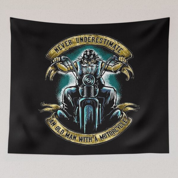 Item preview, Never Underestimate an Old Man with a Motorcycle  designed and sold by anibendod.