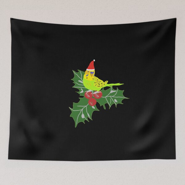 Item preview, Christmas budgie with holly, budgie designed and sold by Bodino.