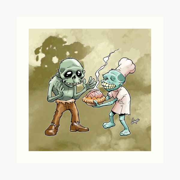 Zombies Share Pie 2 Art Print