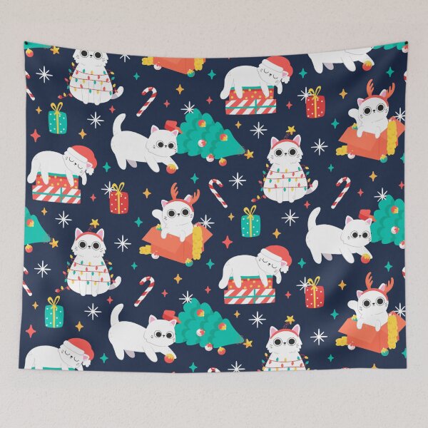 Item preview, Merry Christmas - Pattern with Cats designed and sold by iamwowie.