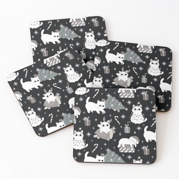 Item preview, Merry Christmas - Pattern with Cats (Black and White) designed and sold by iamwowie.