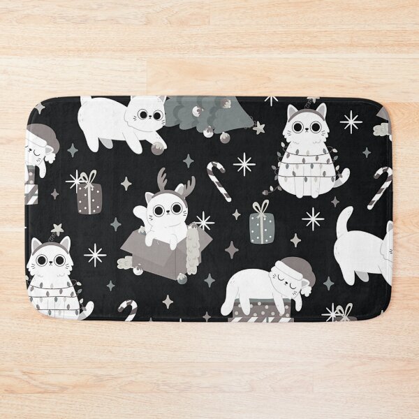 Item preview, Merry Christmas - Pattern with Cats (Black and White) designed and sold by iamwowie.