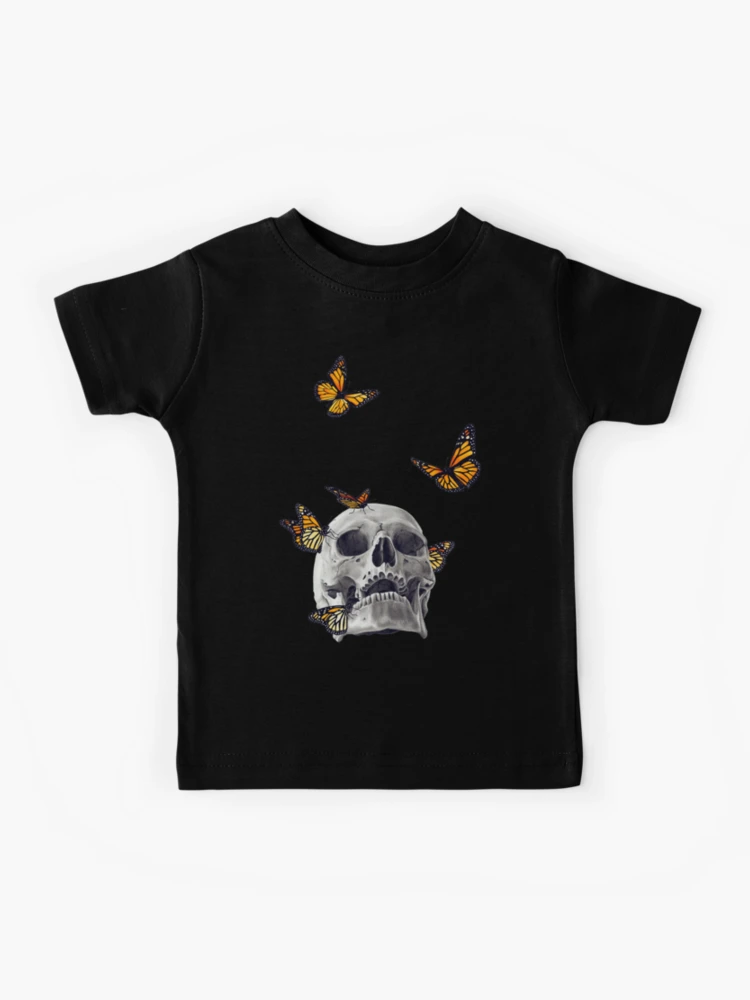 Skull with Monarch Butterflies | Kids T-Shirt