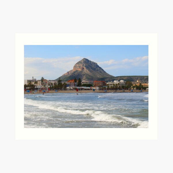 Javea, Spain. Montgo Mountain viewed from the Arenal. Art Print