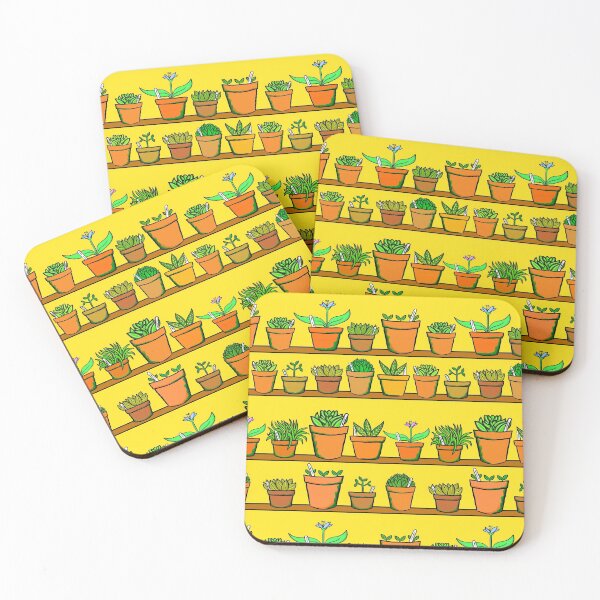 Item preview, Gardeners Shelves - Greenhouse Pot Plants - Yellow Background designed and sold by complicolor.