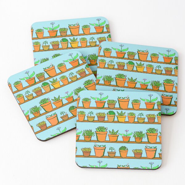 Item preview, Gardeners Shelves - Greenhouse Pot Plants - Blue Background designed and sold by complicolor.