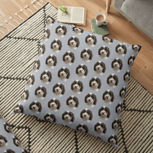Brown & White Doodle Dog Floor Pillow
