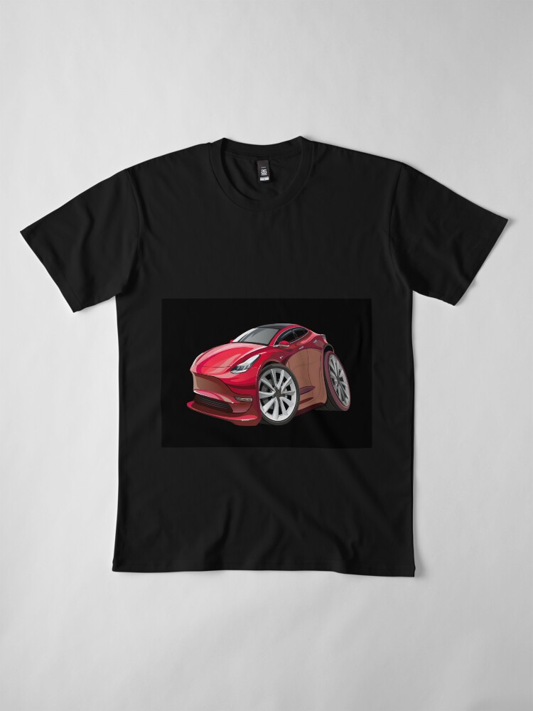 Cartoon of Tesla Model 3 Premium T Shirt for Sale by Nick Shirokov Redbubble