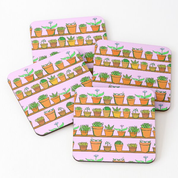 Item preview, Gardeners Shelves - Greenhouse Pot Plants - Pink Background designed and sold by complicolor.