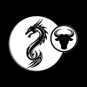 design for taurus who are also dragon as chinese zodiac sign black and white iPad Case Skin