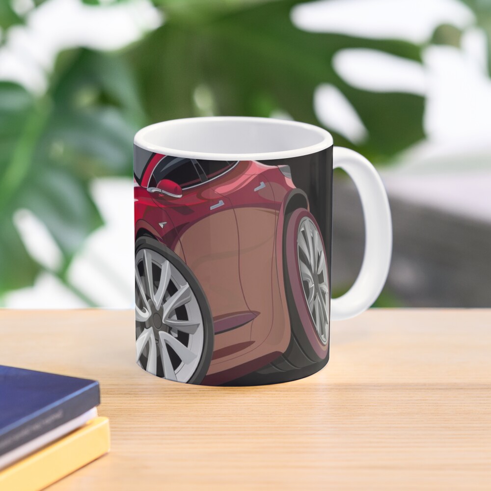 Tesla Model S P100D Car Drawing Coffee Mug by CarsToon Concept - Pixels