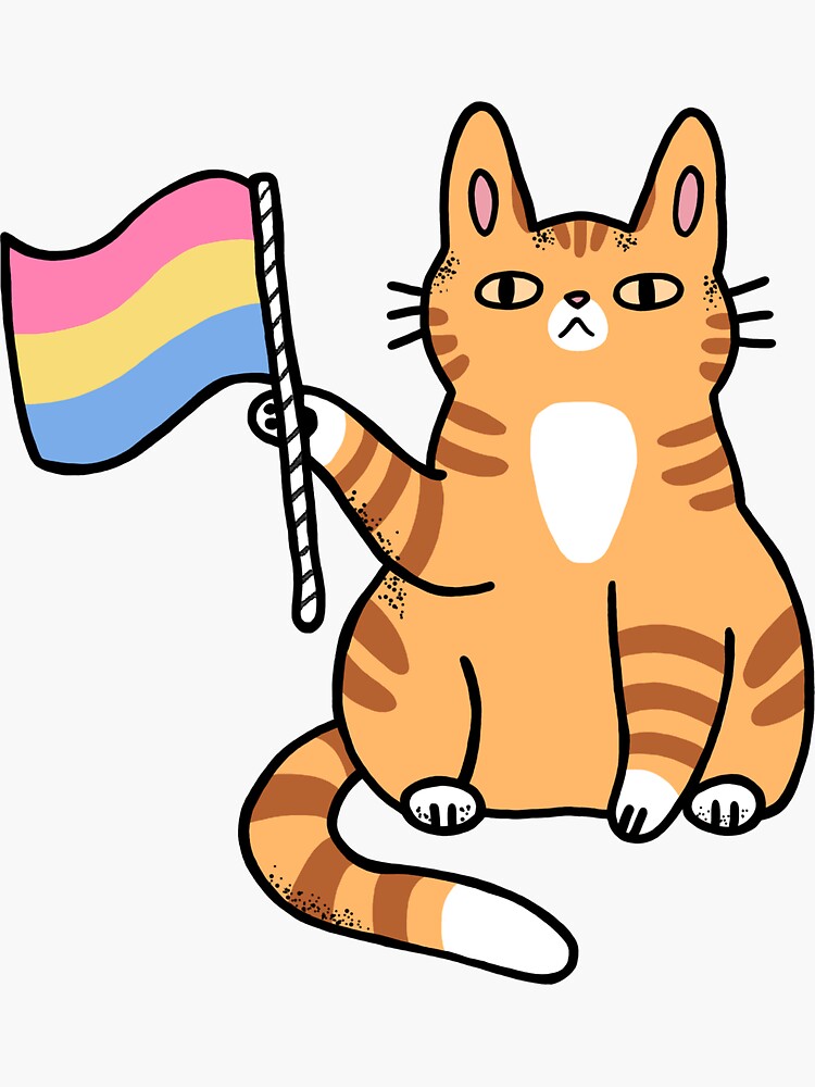 Pansexual Pride Cat Sticker By Drawnbyali Redbubble 7085