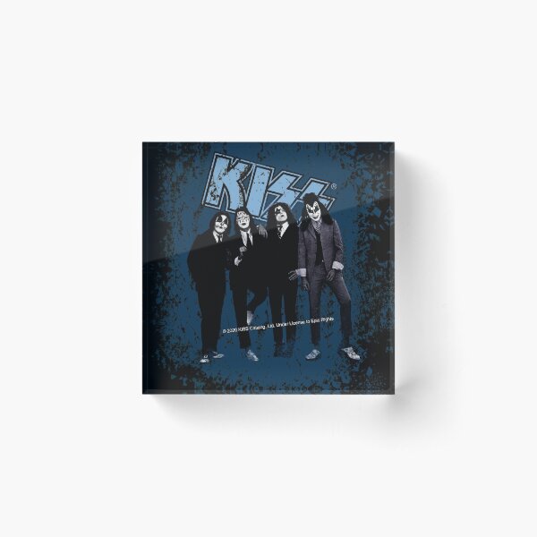 KISS ® the band - Blue Background Logo Grunge Acrylic Block